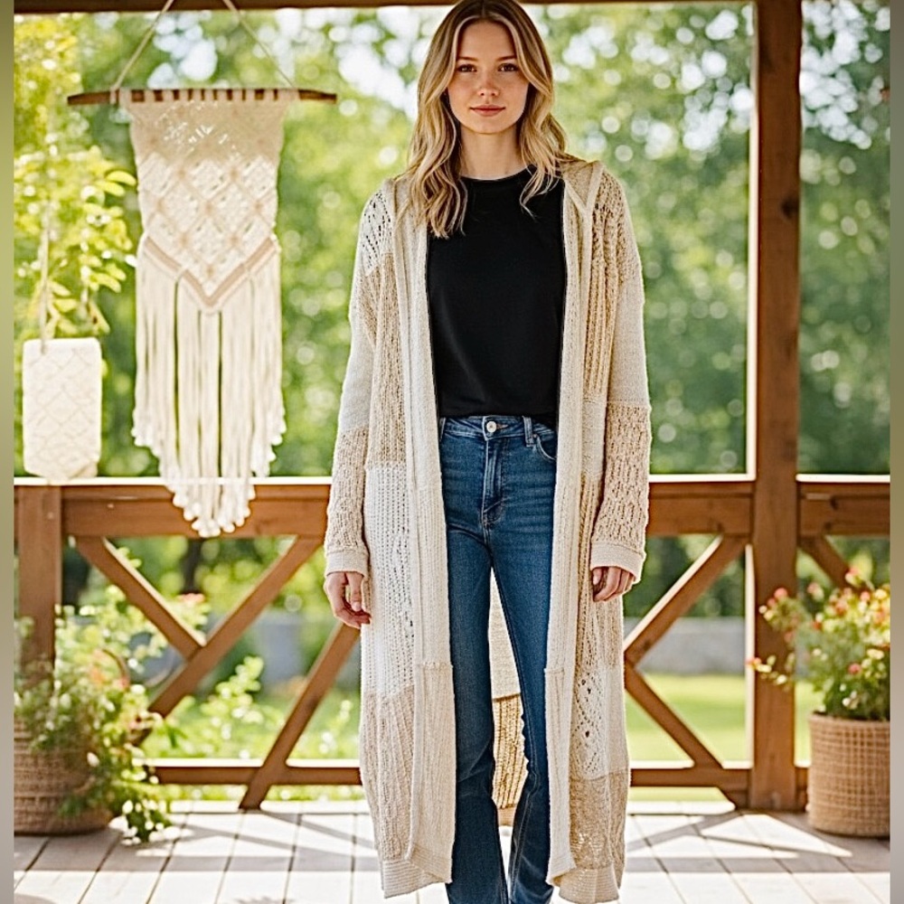 Free People Boho Patchwork Knit Duster Cardigan |… - image 2